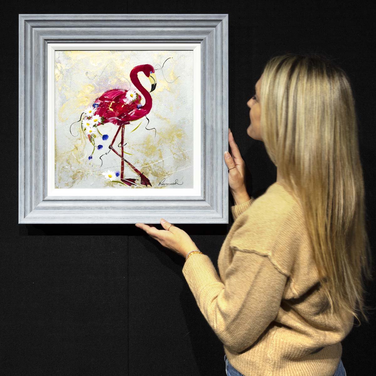 Ready to Flamingle - Original Rozanne Bell Framed