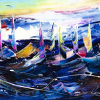 Sails on the Horizon - Original - SOLD by artist Rozanne Bell - Wyecliffe Galleries