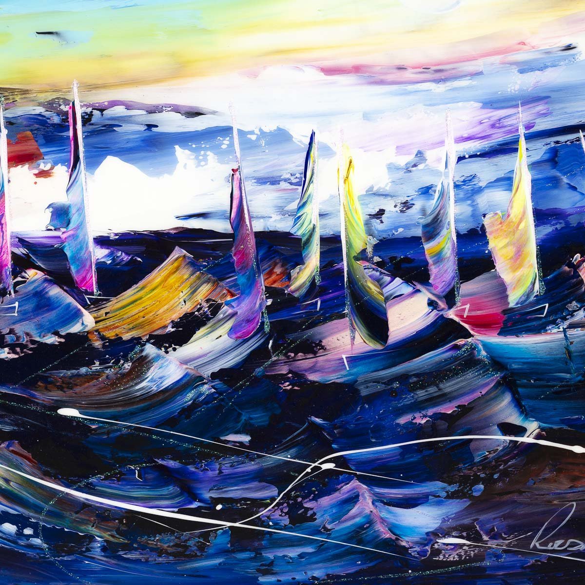 Sails on the Horizon - Original Rozanne Bell Framed