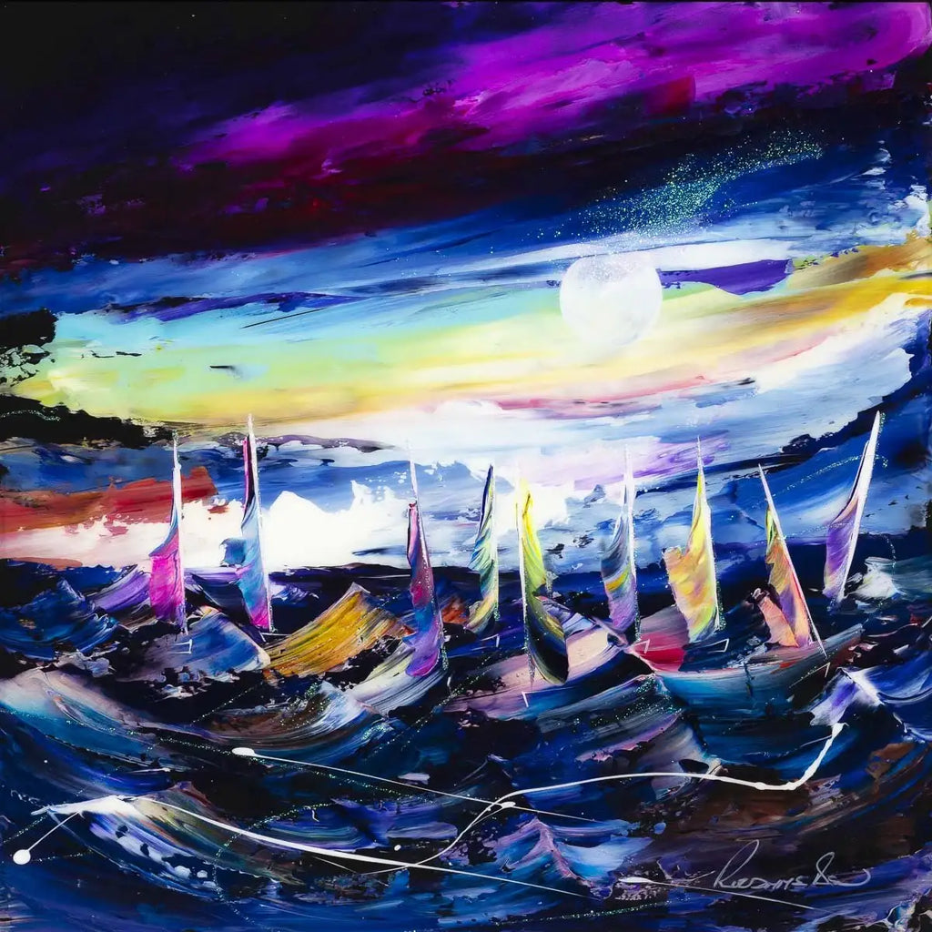 Sails on the Horizon - Original - SOLD by artist Rozanne Bell - Wyecliffe Galleries