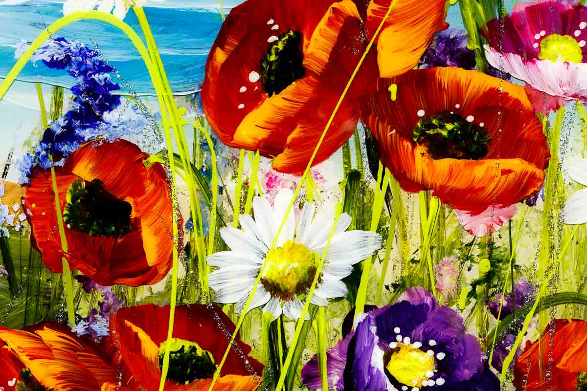 Seaside Flowers Rozanne Bell Framed