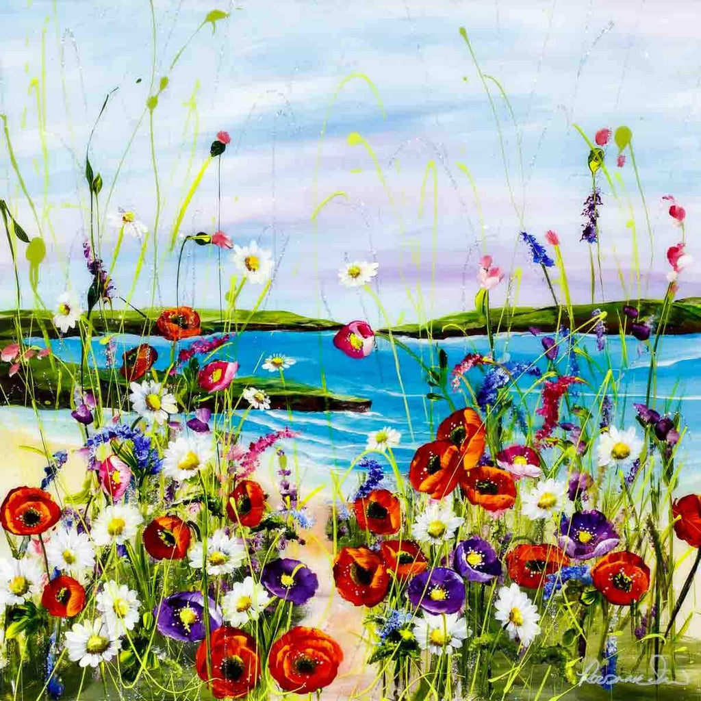 Seaside Flowers - Original - SOLD by artist Rozanne Bell - Wyecliffe Galleries