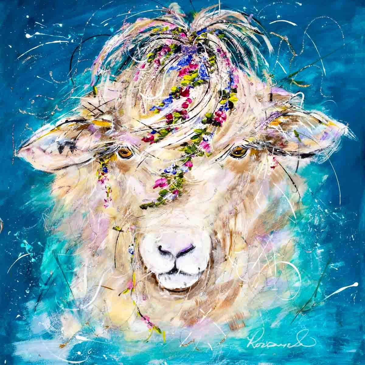 Shauna Sheep - Original - SOLD by artist Rozanne Bell - Wyecliffe Galleries