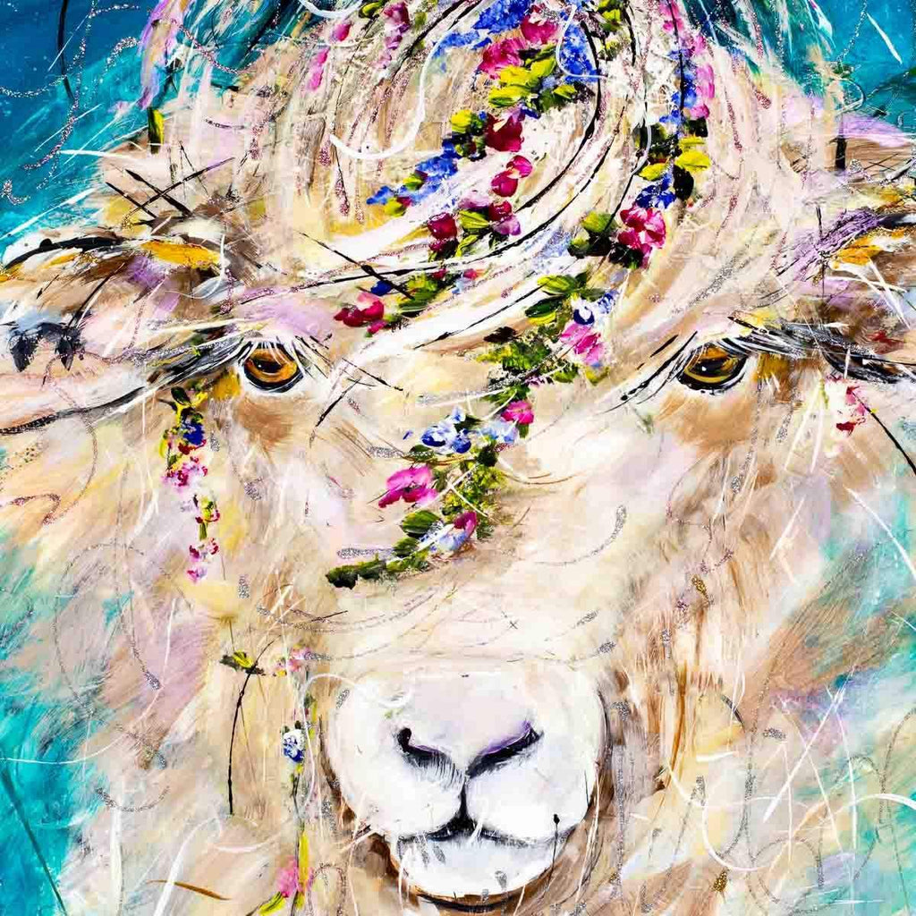 Shauna Sheep - Original - SOLD by artist Rozanne Bell - Wyecliffe Galleries