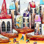 Skating Around Town - Original - SOLD by artist Rozanne Bell - Wyecliffe Galleries