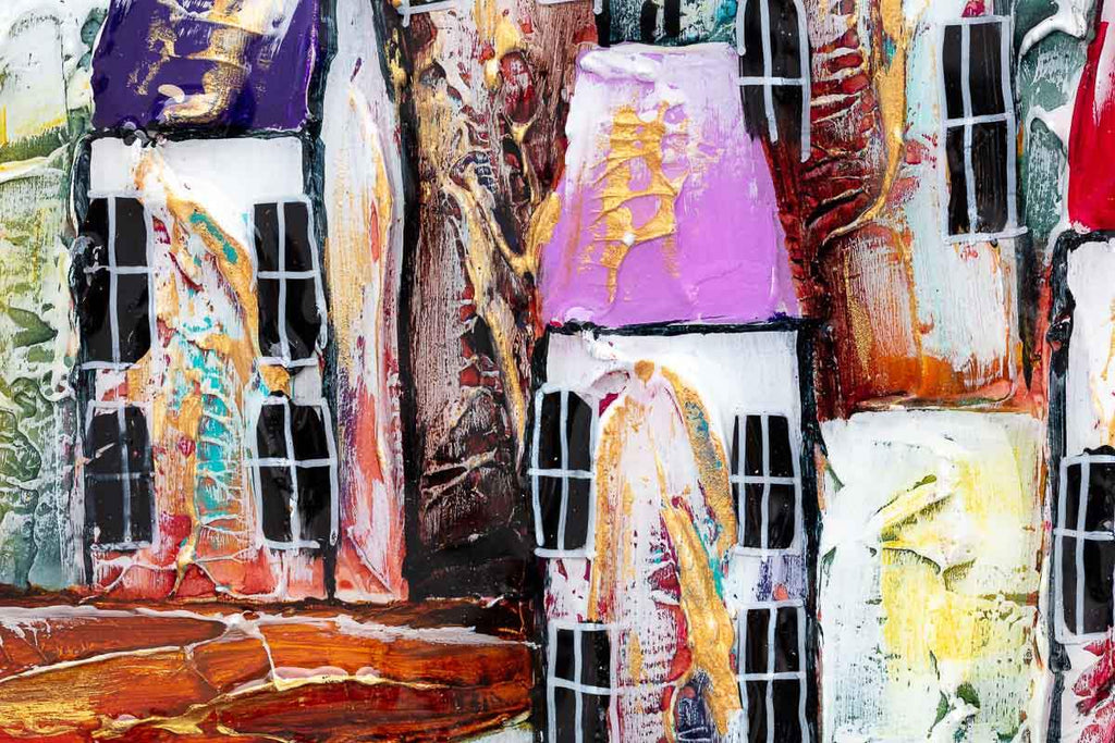 Skating Around Town - Original - SOLD by artist Rozanne Bell - Wyecliffe Galleries