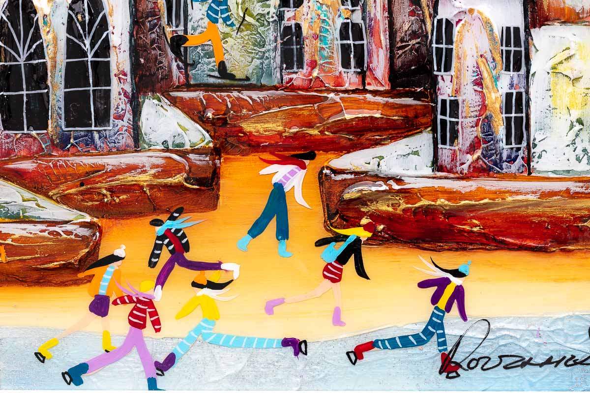 Skating Around Town - Original - SOLD by artist Rozanne Bell - Wyecliffe Galleries