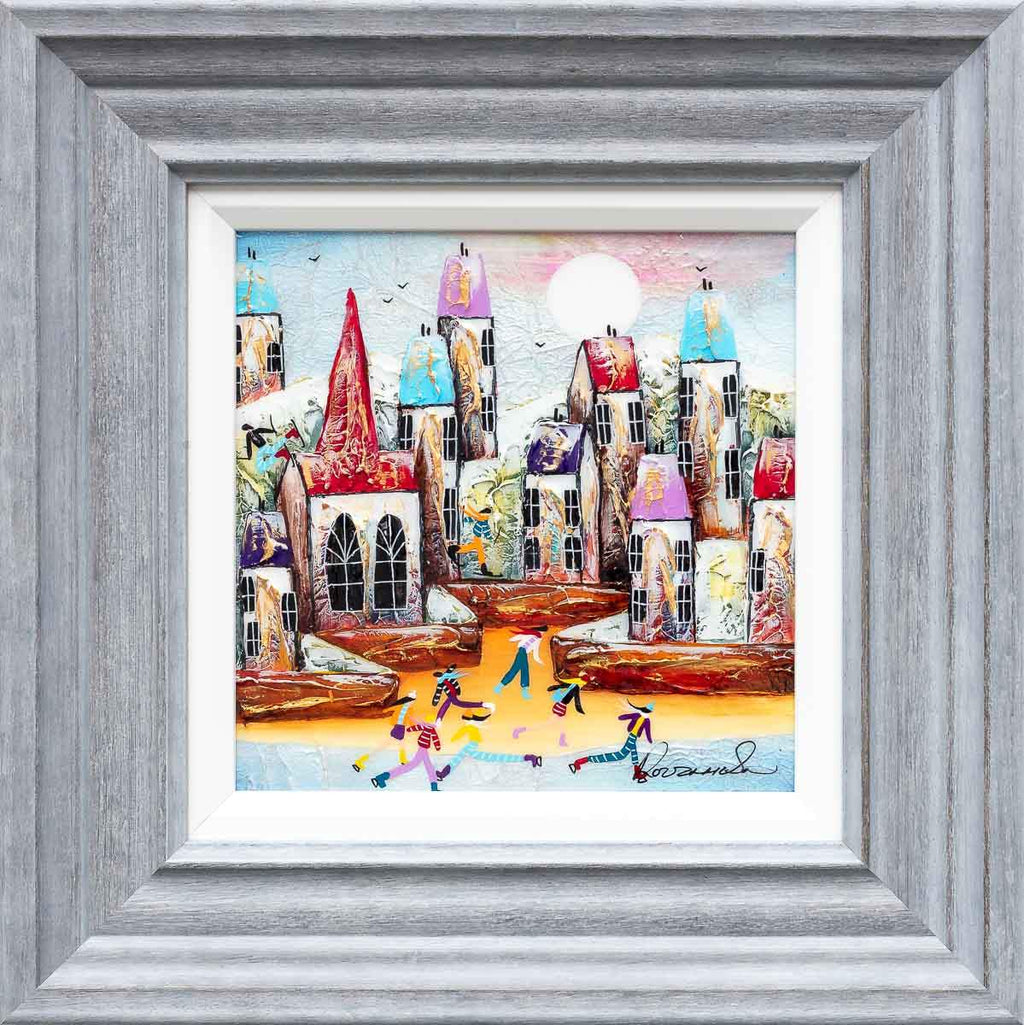 Skating Around Town - Original - SOLD by artist Rozanne Bell - Wyecliffe Galleries
