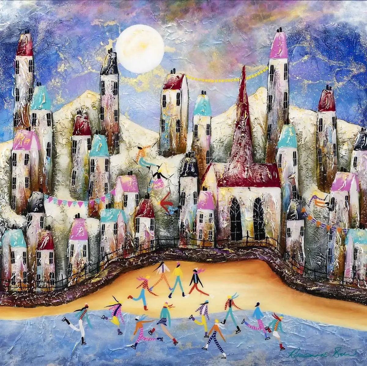 Snow Play -SOLD by artist Rozanne Bell - Wyecliffe Galleries