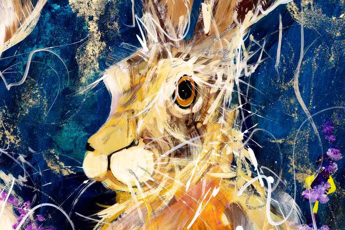 Spring Hares - Original - SOLD by artist Rozanne Bell - Wyecliffe Galleries