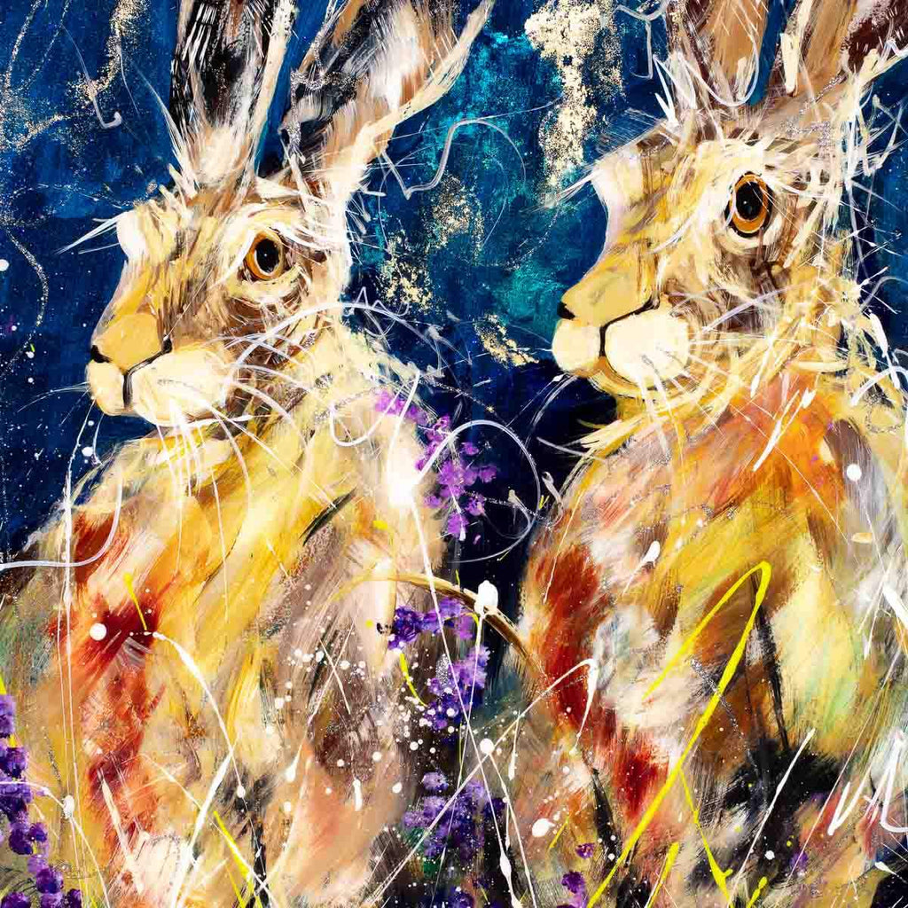 Spring Hares - Original - SOLD by artist Rozanne Bell - Wyecliffe Galleries