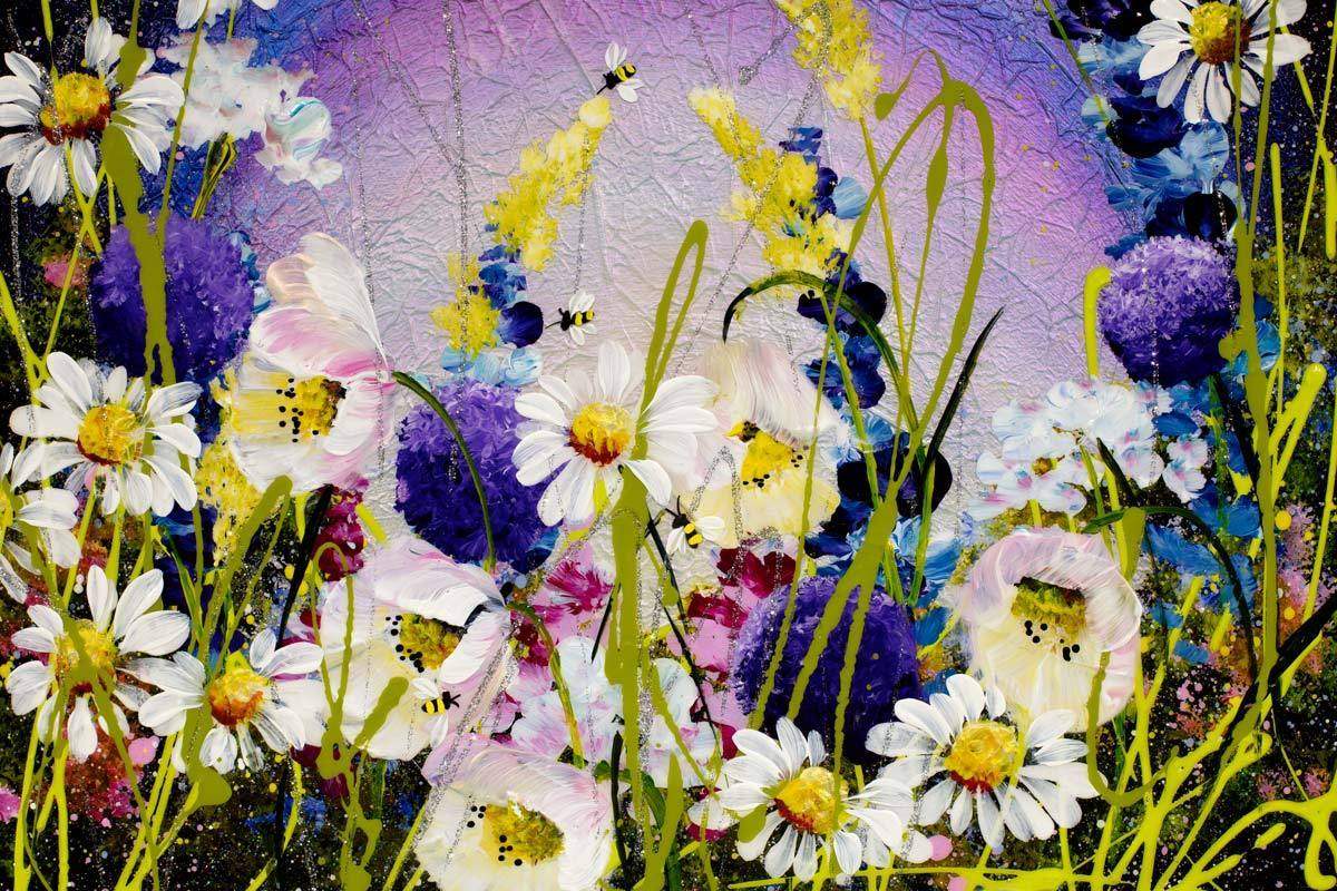 Starlit Daisies - Original - SOLD by artist Rozanne Bell - Wyecliffe Galleries