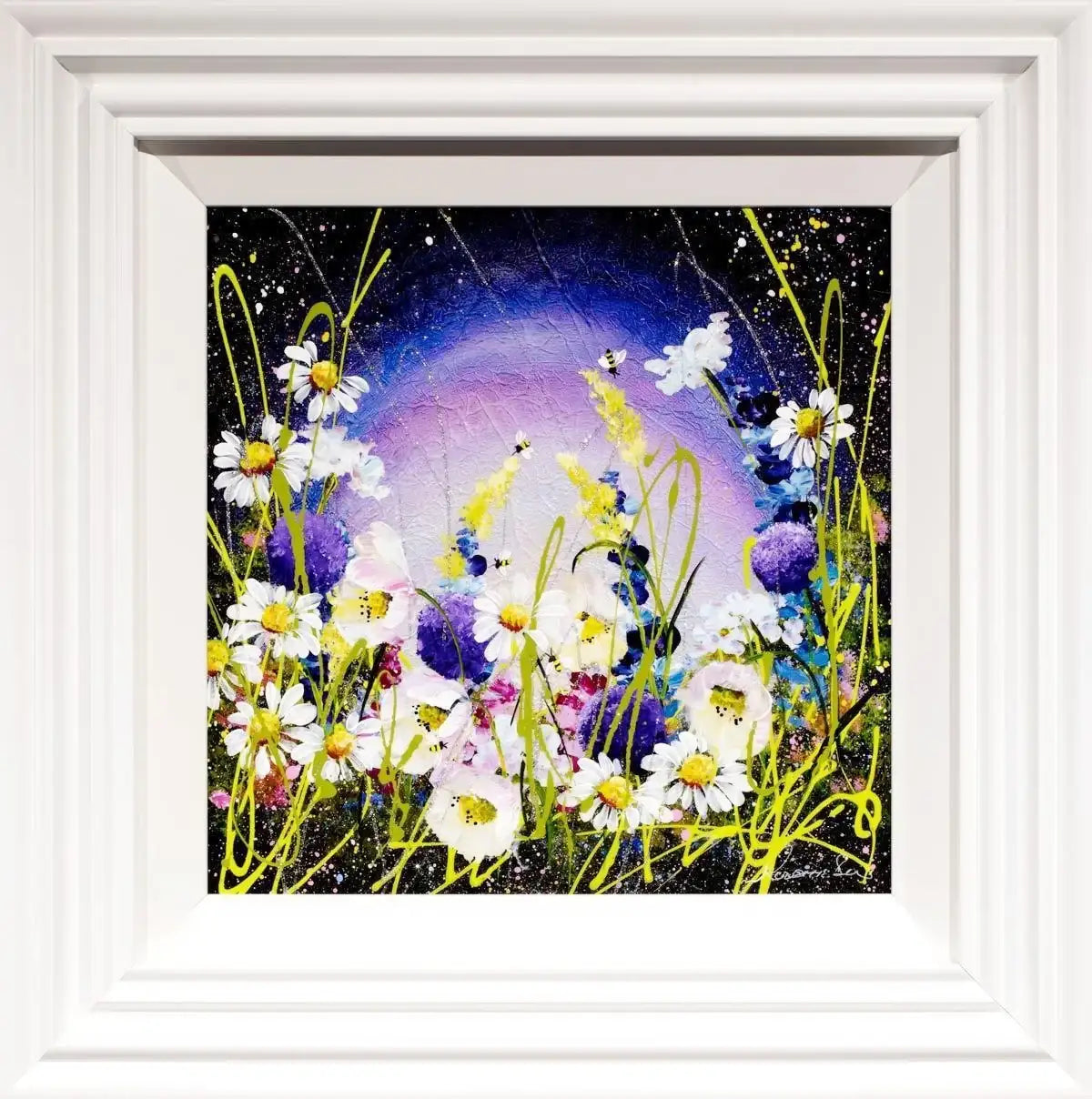 Starlit Daisies - Original - SOLD by artist Rozanne Bell - Wyecliffe Galleries