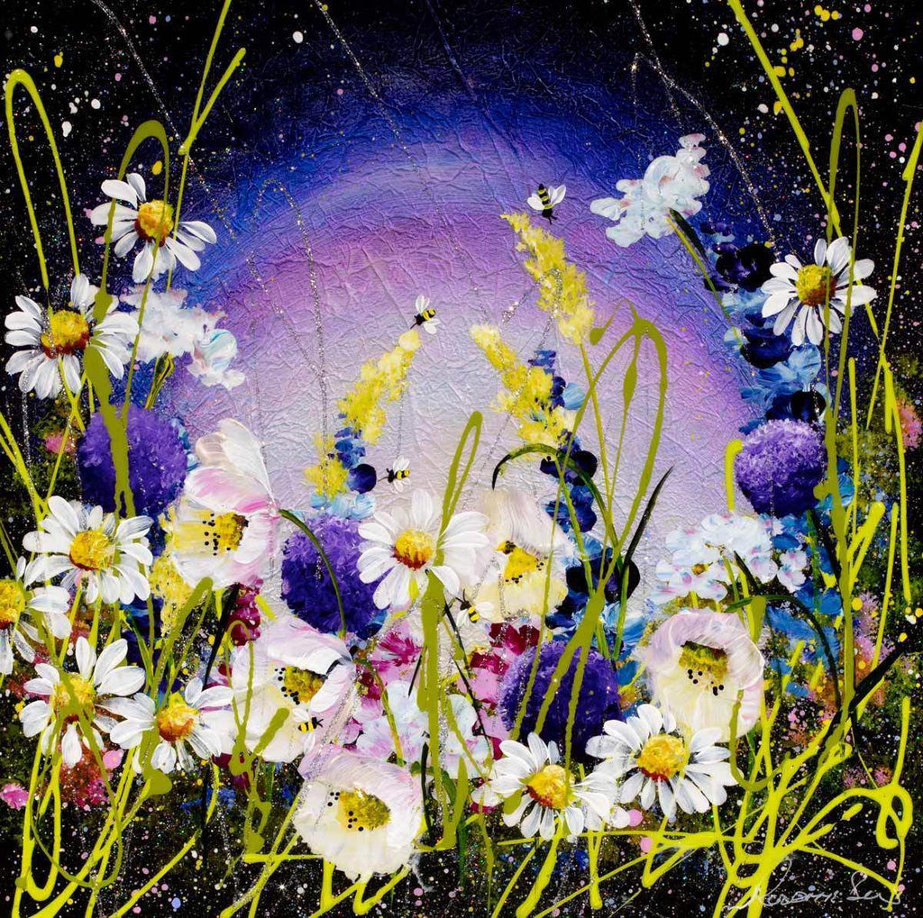 Starlit Daisies - Original - SOLD by artist Rozanne Bell - Wyecliffe Galleries