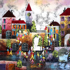 Street Party - SOLD by artist Rozanne Bell - Wyecliffe Galleries