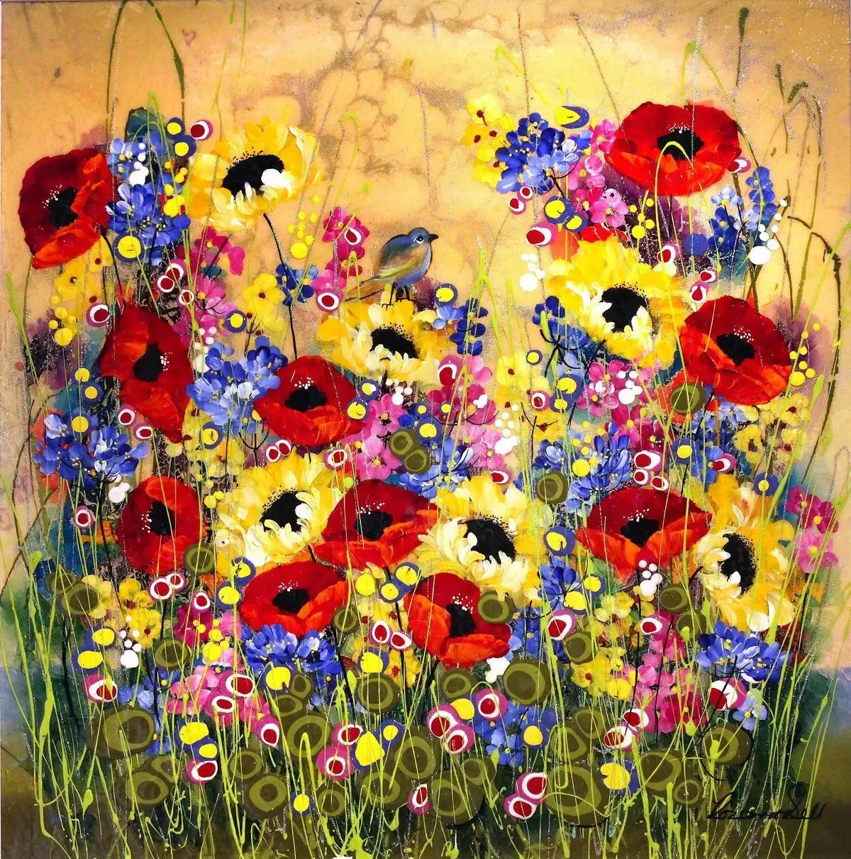 Summer Bouquet - SOLD by artist Rozanne Bell - Wyecliffe Galleries