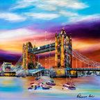 Summer Gathering at Tower Bridge - SOLD by artist Rozanne Bell - Wyecliffe Galleries