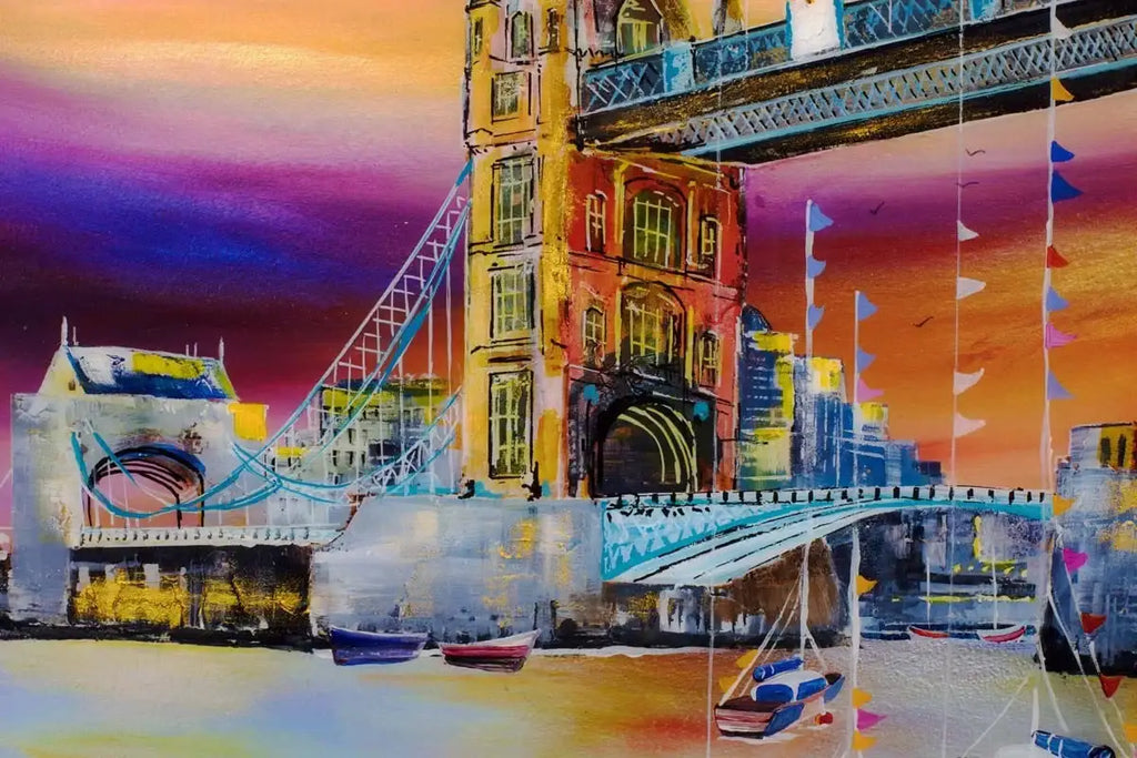 Summer Gathering at Tower Bridge - SOLD by artist Rozanne Bell - Wyecliffe Galleries