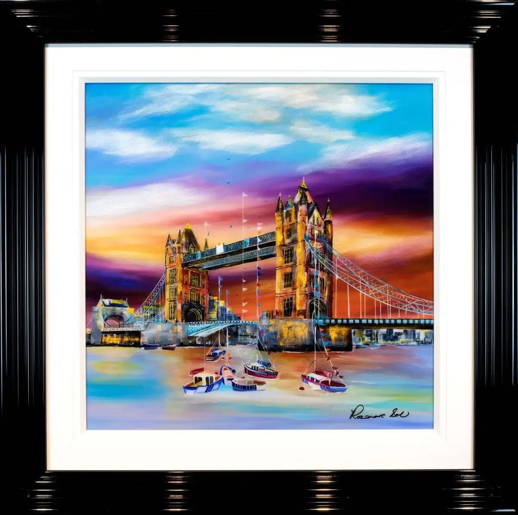 Summer Gathering at Tower Bridge - SOLD by artist Rozanne Bell - Wyecliffe Galleries