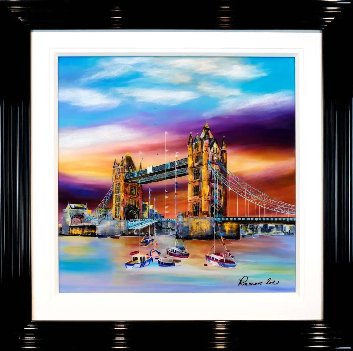 Summer Gathering at Tower Bridge - SOLD by artist Rozanne Bell - Wyecliffe Galleries