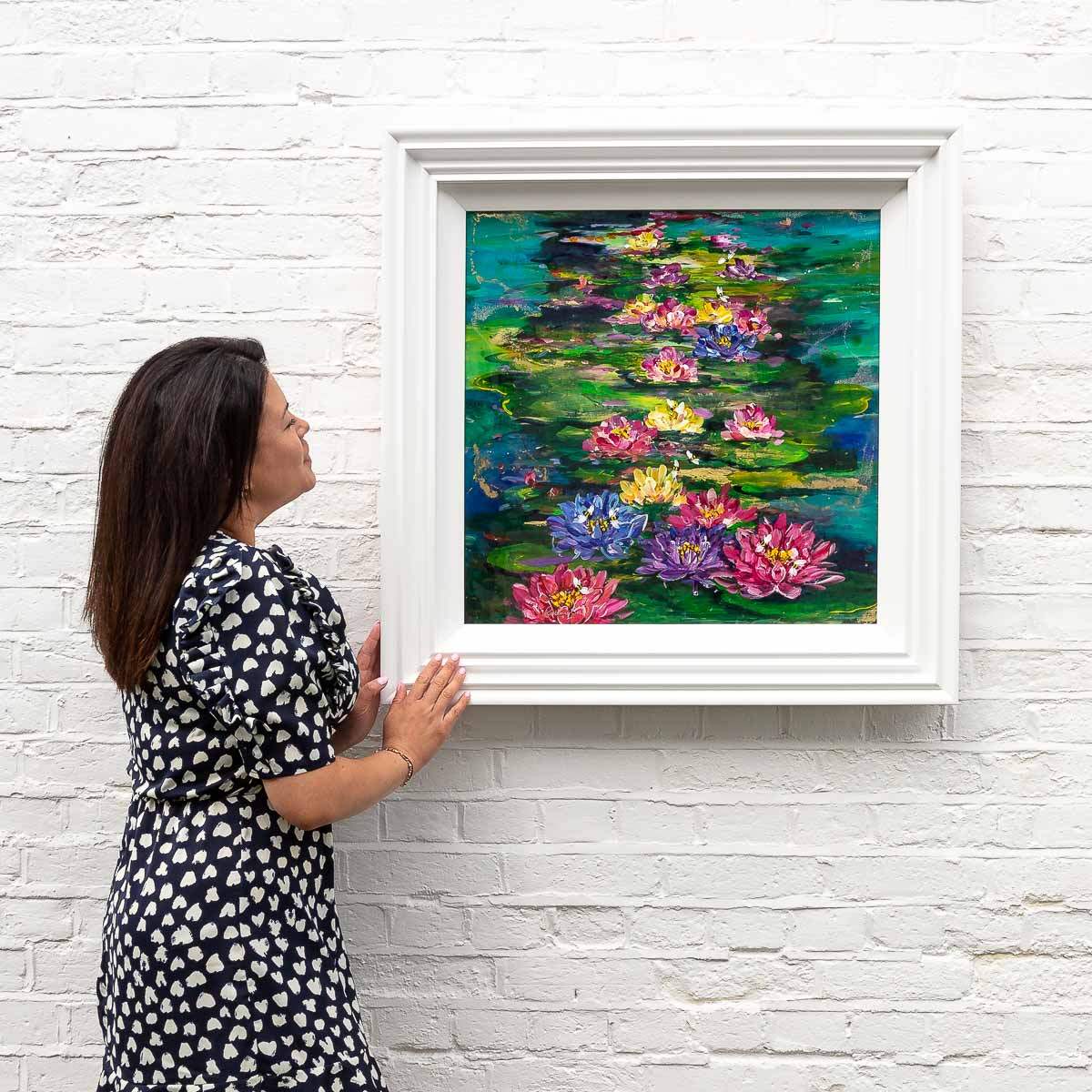 Summertime Lily Pond - Original - SOLD by artist Rozanne Bell - Wyecliffe Galleries
