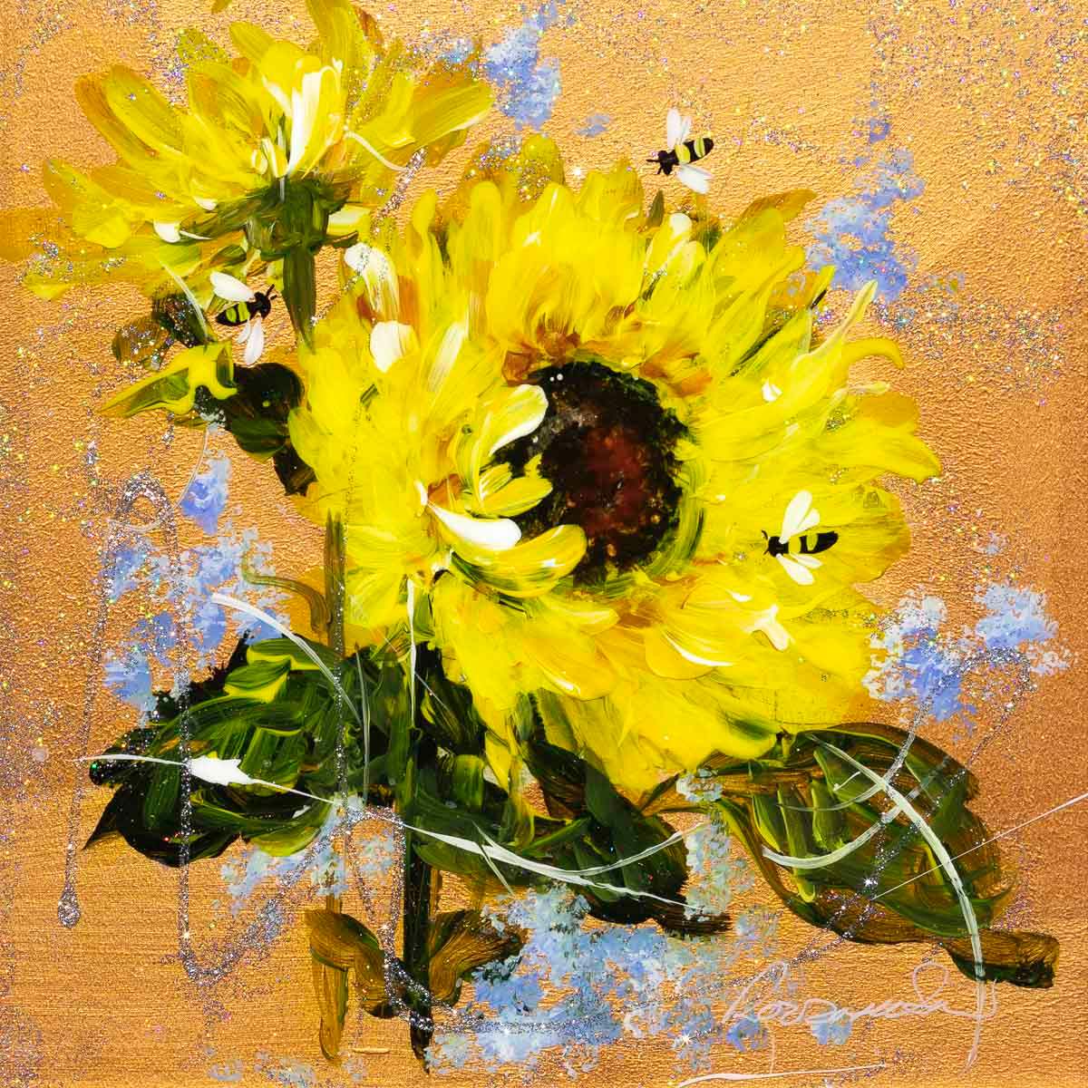 Sunflower Crazy - Original - SOLD by artist Rozanne Bell - Wyecliffe Galleries