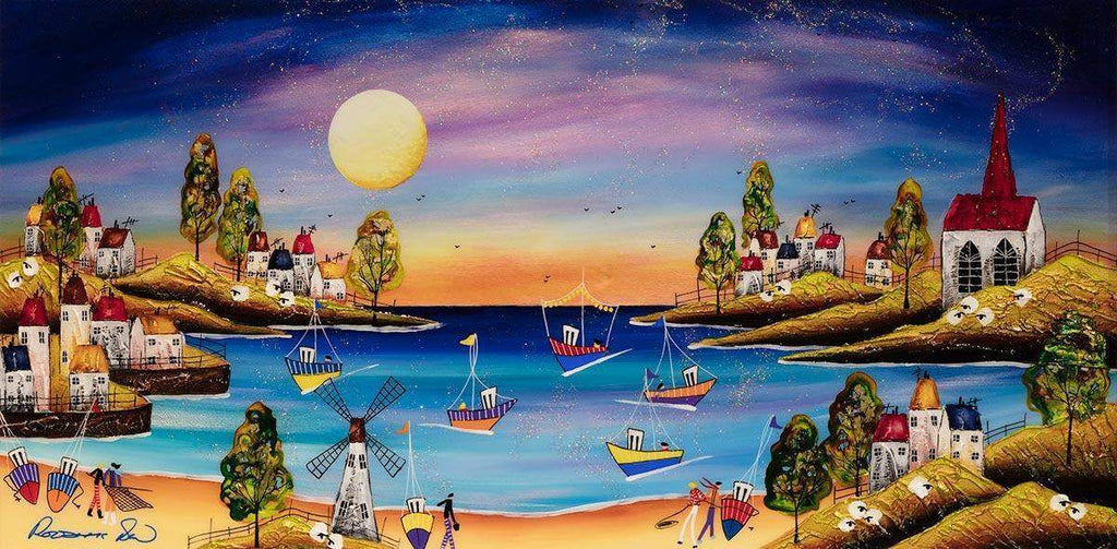 Sunset Harbour - SOLD by artist Rozanne Bell - Wyecliffe Galleries