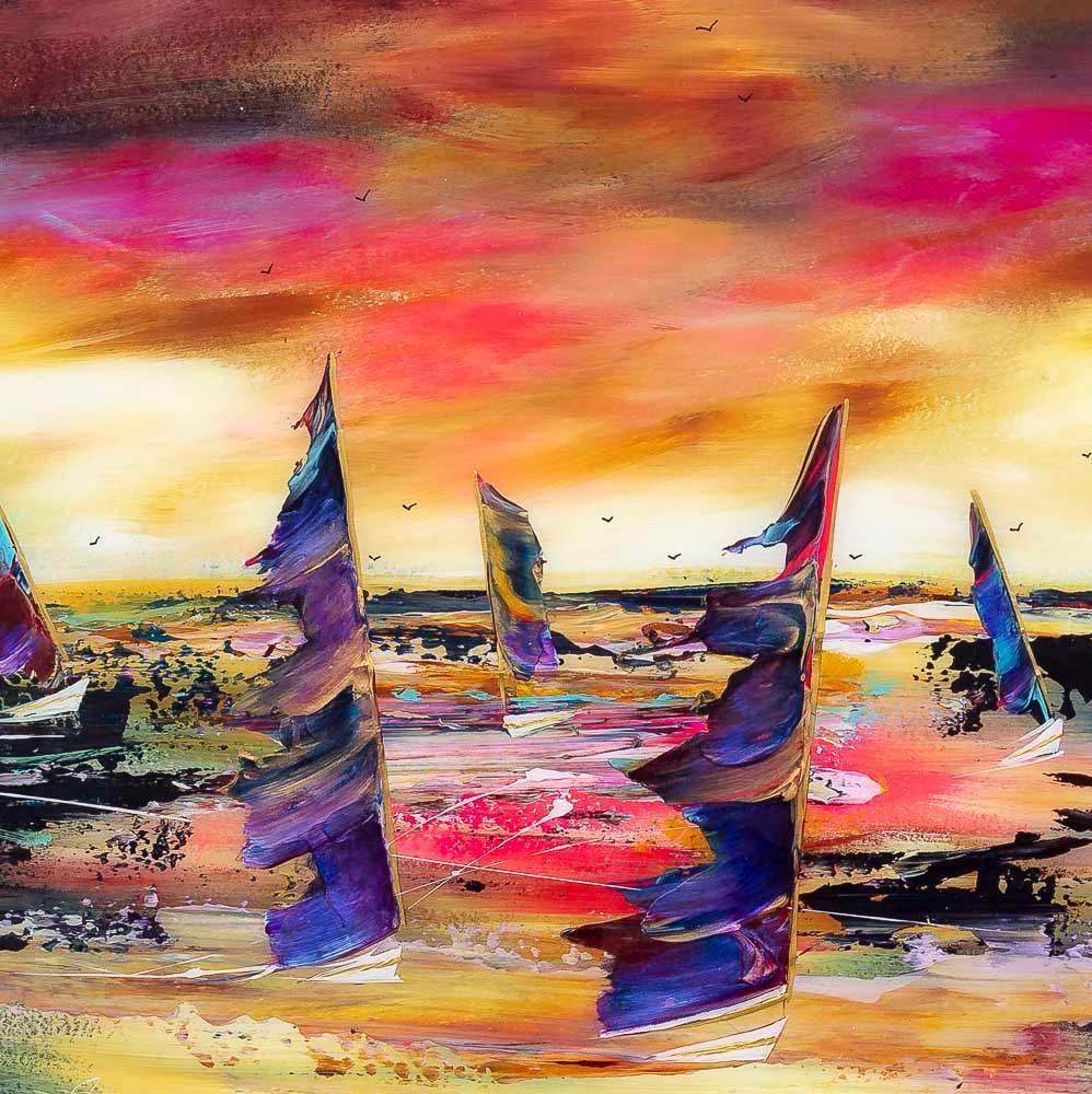 Sunset Sailing - Original - SOLD by artist Rozanne Bell - Wyecliffe Galleries