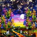 The Harvest Moon - Original - SOLD by artist Rozanne Bell - Wyecliffe Galleries