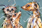The Three Meerkats - Original by artist Rozanne Bell - Wyecliffe Galleries