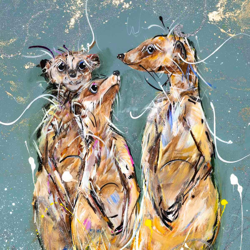 The Three Meerkats - Original by artist Rozanne Bell - Wyecliffe Galleries