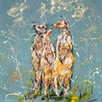 The Three Meerkats - Original by artist Rozanne Bell - Wyecliffe Galleries