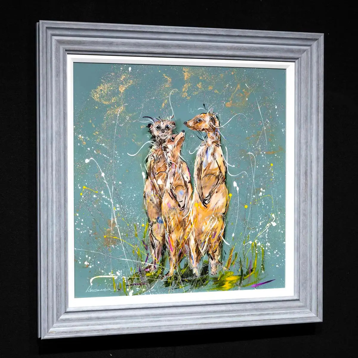 The Three Meerkats - Original by artist Rozanne Bell - Wyecliffe Galleries