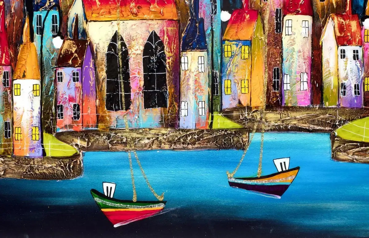 Town of Cheer - Original SOLD by artist Rozanne Bell - Wyecliffe Galleries