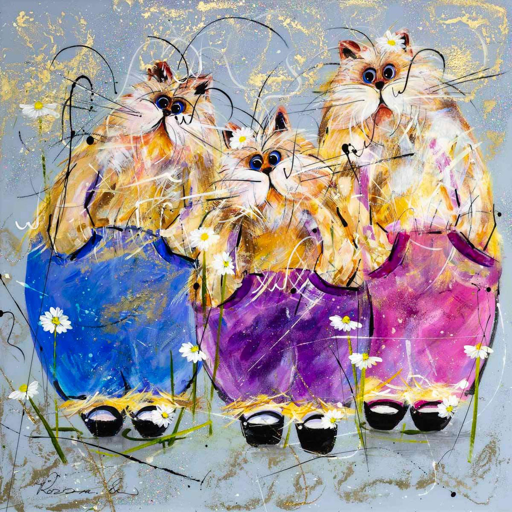 Trio of Trouble - Original - SOLD by artist Rozanne Bell - Wyecliffe Galleries