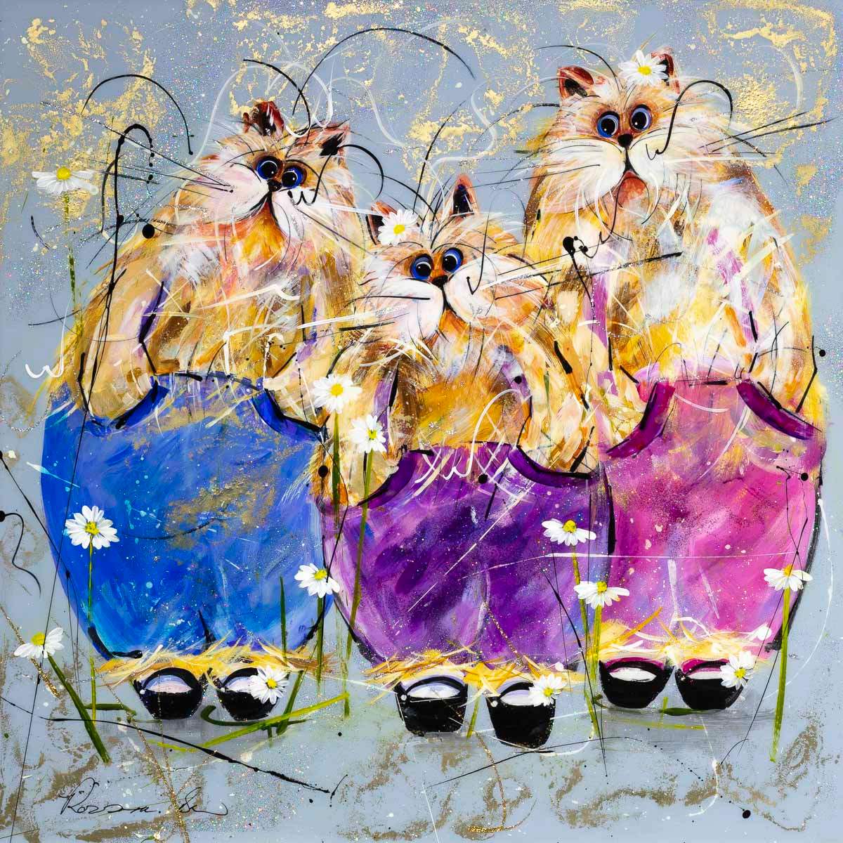 Trio of Trouble - Original - SOLD by artist Rozanne Bell - Wyecliffe Galleries