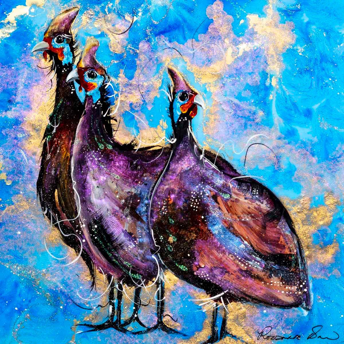 Triple Trouble - Original - SOLD by artist Rozanne Bell - Wyecliffe Galleries