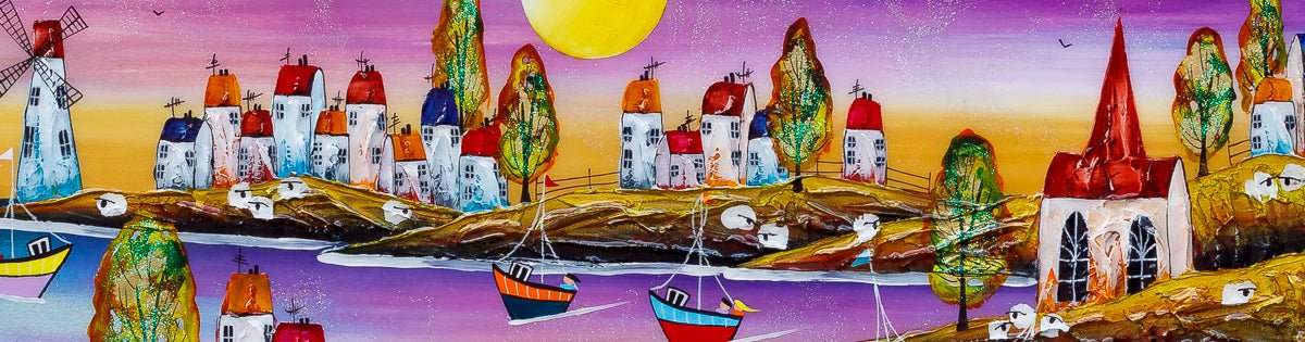 Twilight Harbour - Original - SOLD by artist Rozanne Bell - Wyecliffe Galleries