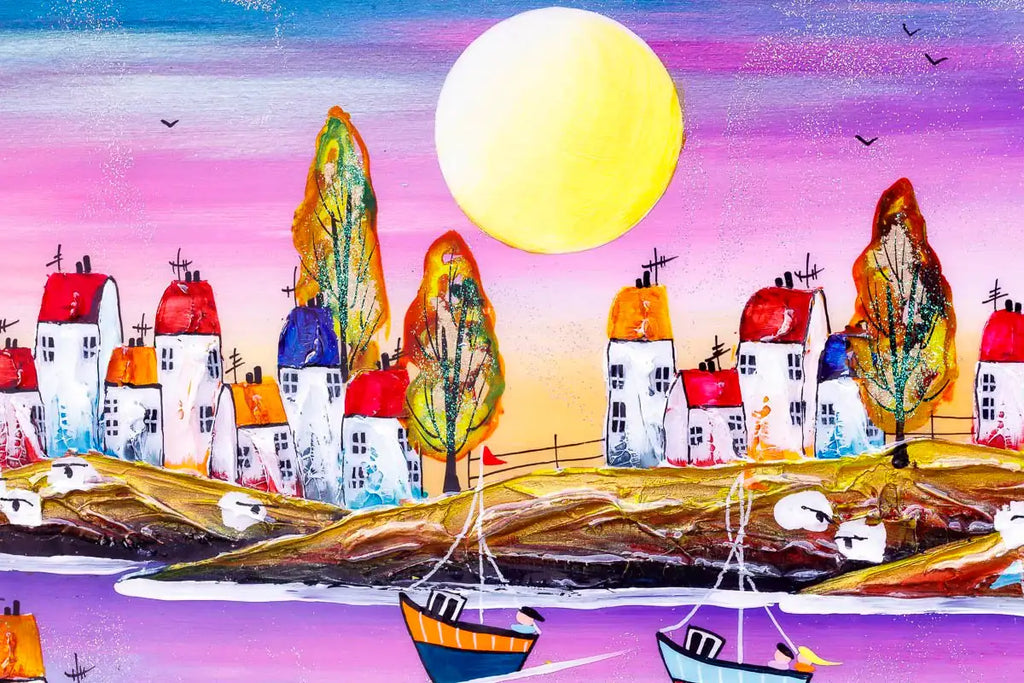 Twilight Harbour - Original - SOLD by artist Rozanne Bell - Wyecliffe Galleries