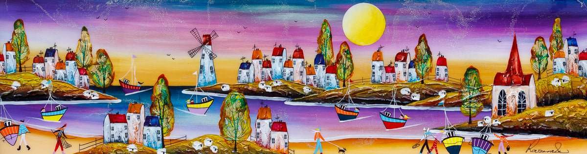 Twilight Harbour - Original - SOLD by artist Rozanne Bell - Wyecliffe Galleries