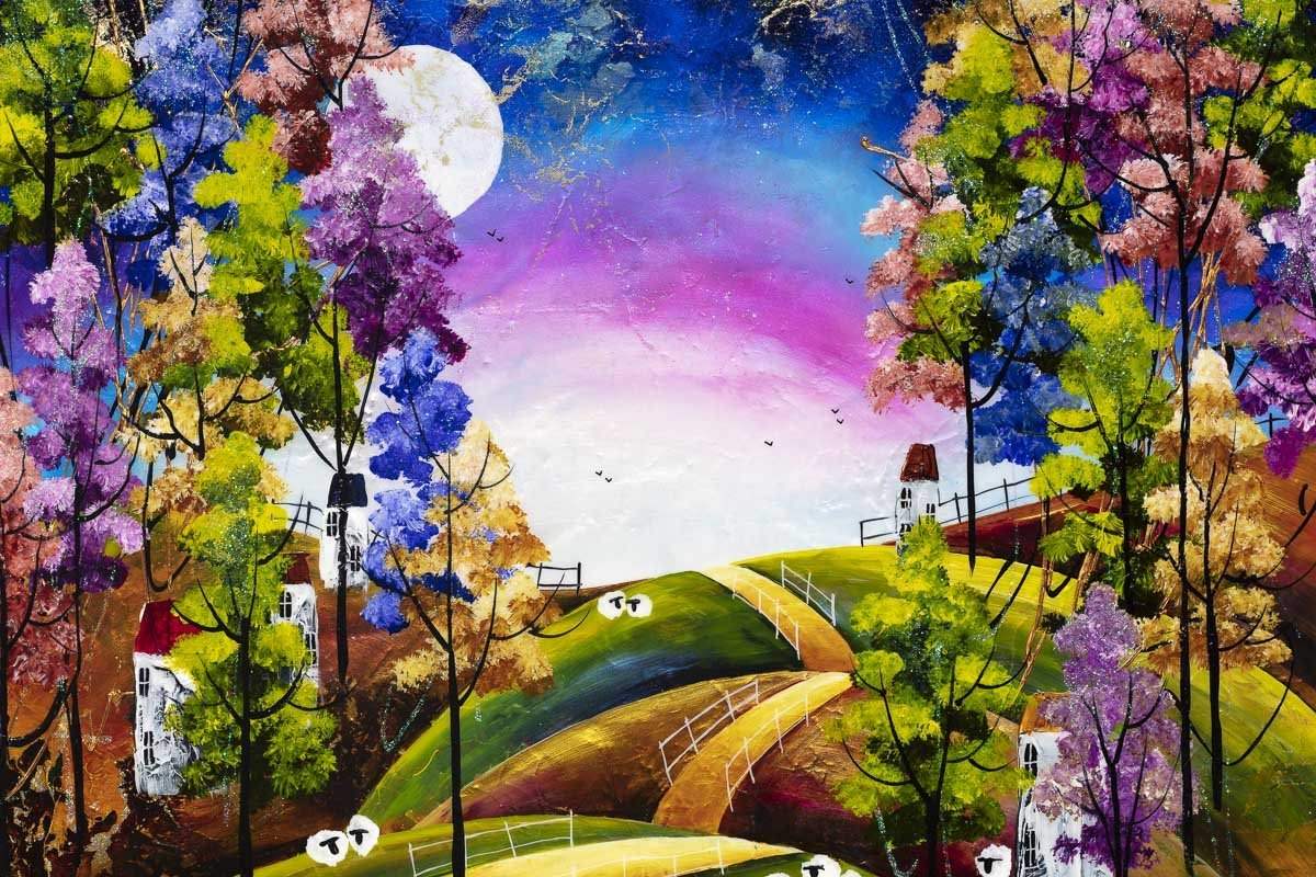 Under the Moon - Original - SOLD by artist Rozanne Bell - Wyecliffe Galleries