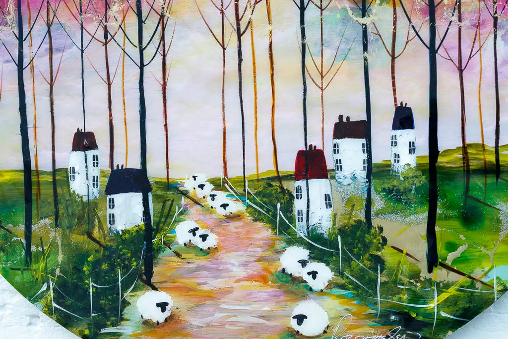 Wandering Sheep - Original - SOLD by artist Rozanne Bell - Wyecliffe Galleries