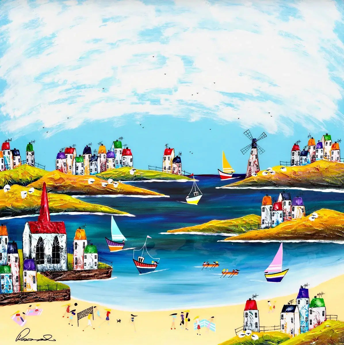 What We Did On Our Holiday- Original - SOLD by artist Rozanne Bell - Wyecliffe Galleries