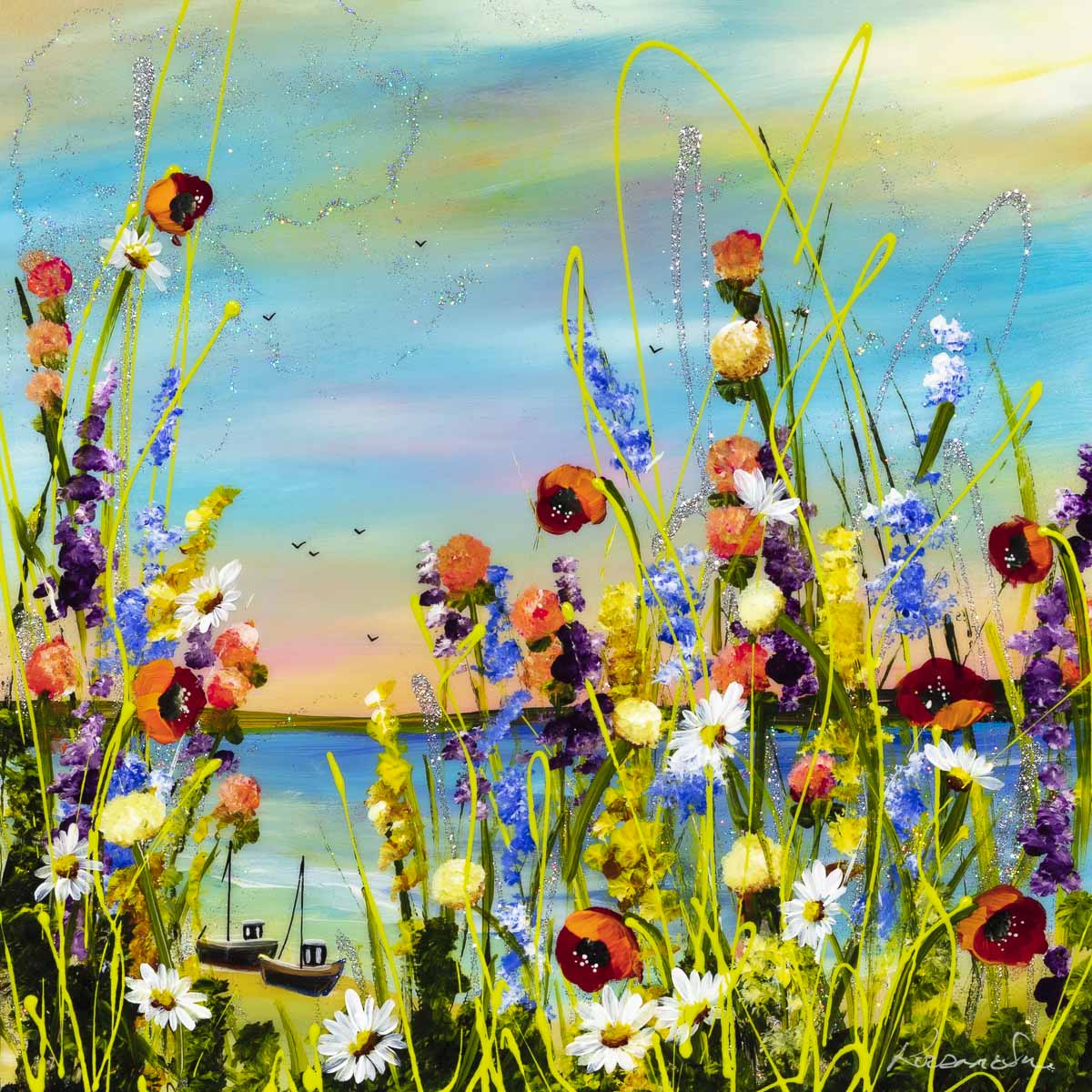 Wild Blooms - Original Rozanne Bell Framed