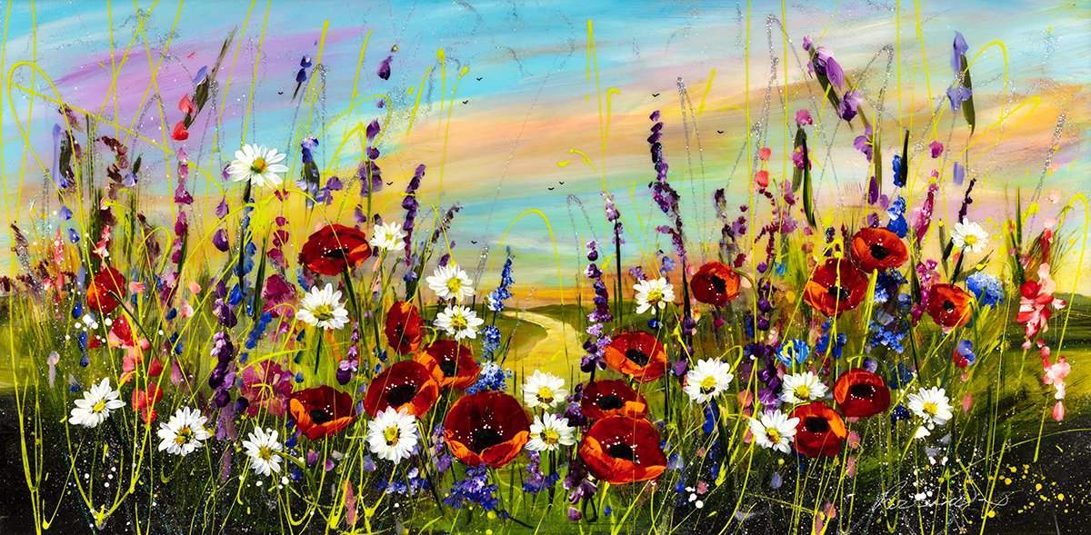 Wildflower Meadow I - Original - SOLD by artist Rozanne Bell - Wyecliffe Galleries