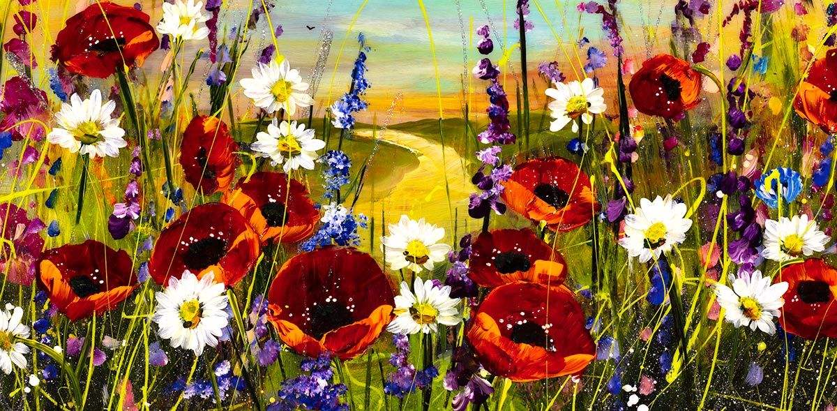 Wildflower Meadow I - Original - SOLD by artist Rozanne Bell - Wyecliffe Galleries