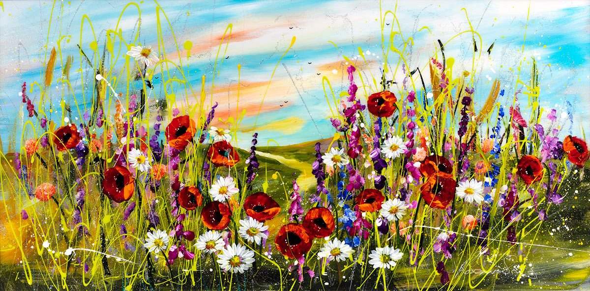 Wildflower Meadow II - Original - SOLD by artist Rozanne Bell - Wyecliffe Galleries