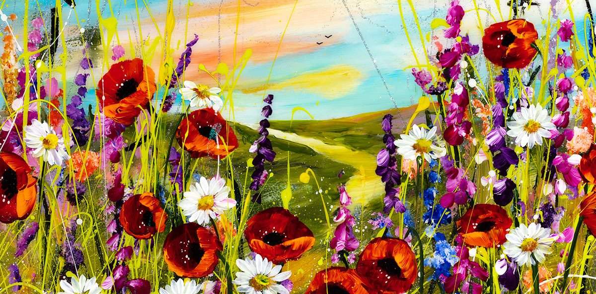 Wildflower Meadow II - Original - SOLD by artist Rozanne Bell - Wyecliffe Galleries
