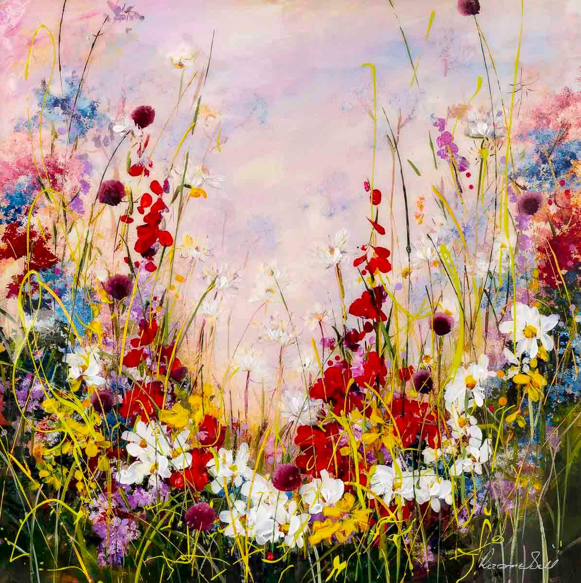 Wildflower Pastures - Original SOLD by artist Rozanne Bell - Wyecliffe Galleries
