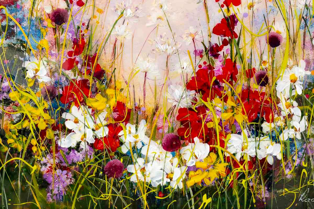Wildflower Pastures - Original SOLD by artist Rozanne Bell - Wyecliffe Galleries